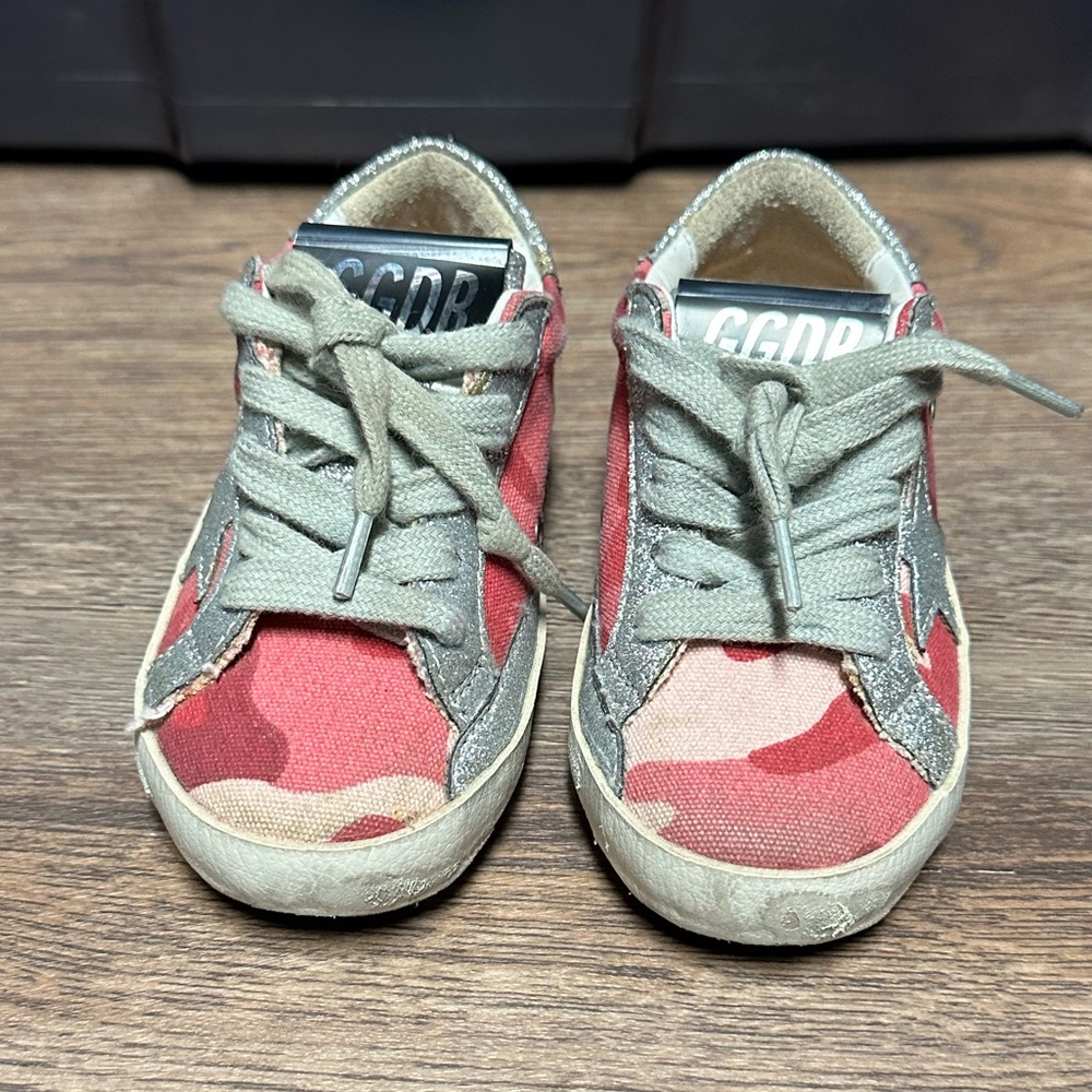 Golden Goose canvas pink camouflage sneakers for kids